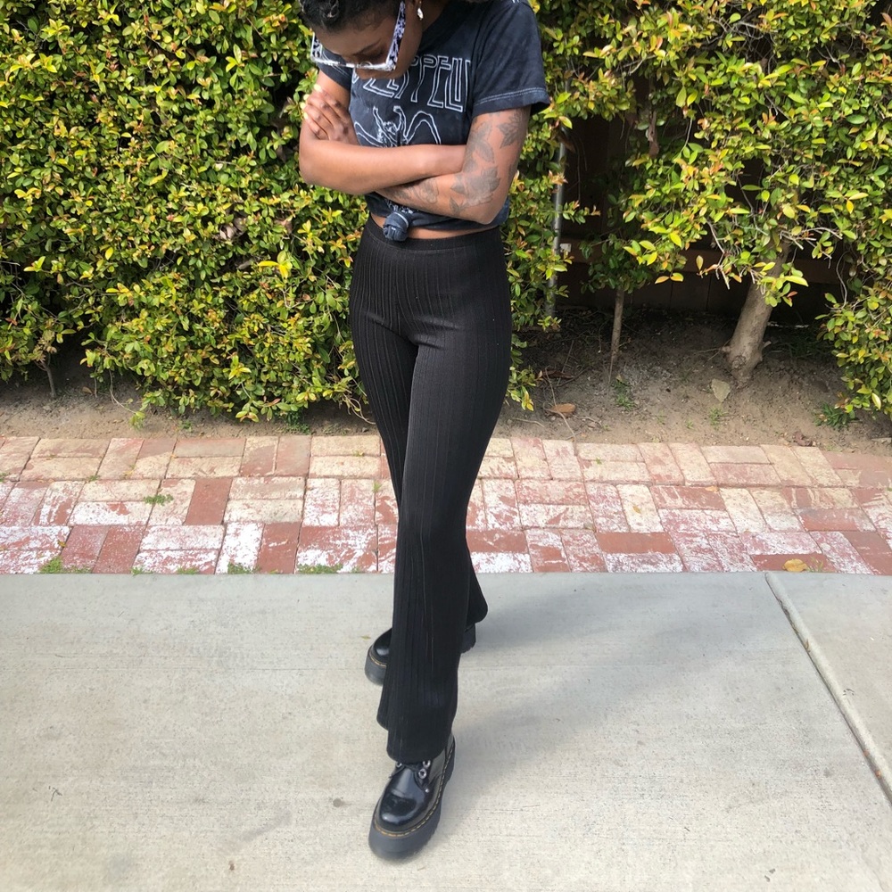 OG AMERICAN APPAREL ribbed mid rise flare pants
